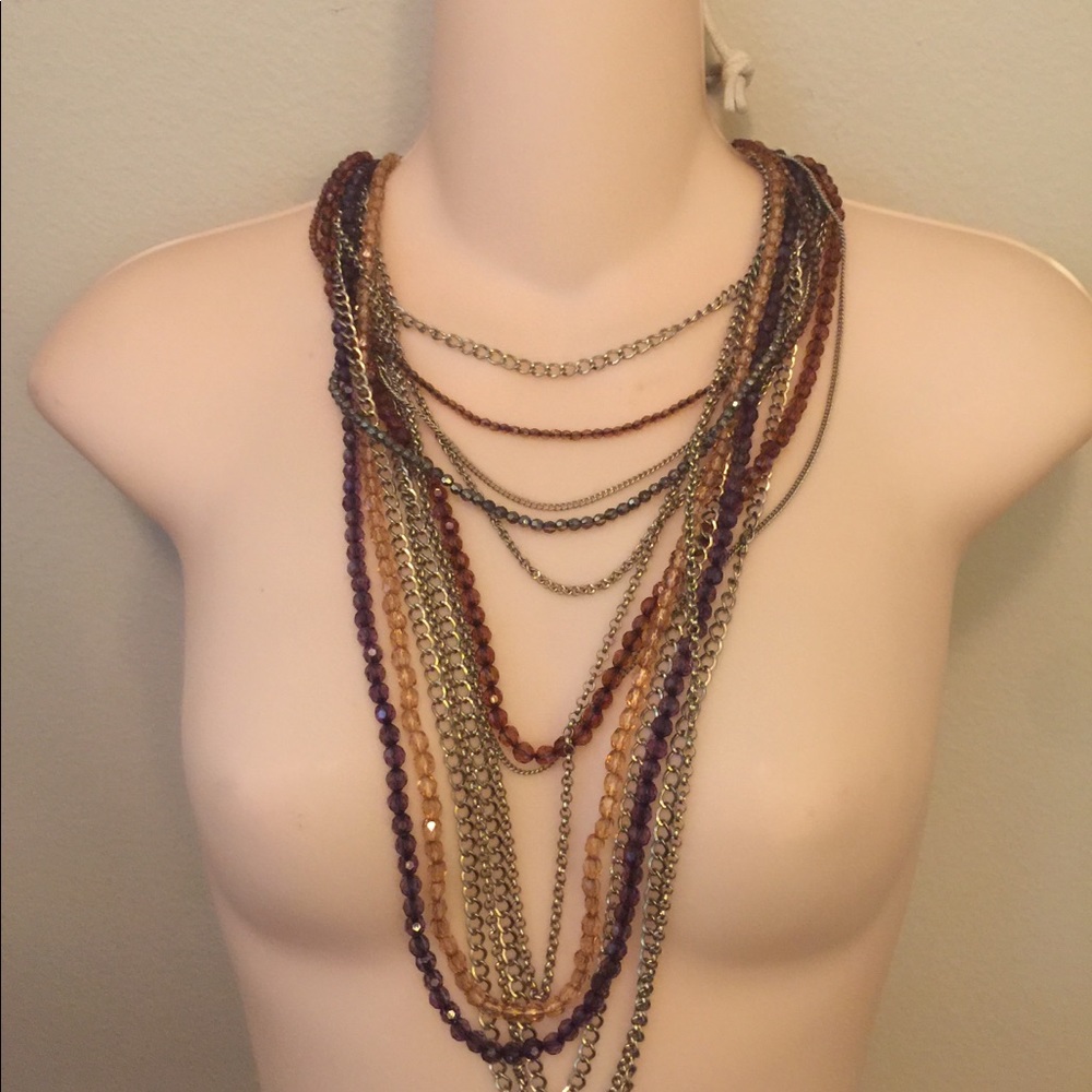 Multitoned beaded chain Bohemian elegant necklace